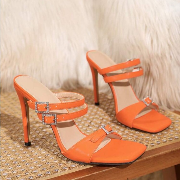 Ankle Strap Sandals With Rhinestone Buckle Decor, Open Toe, 10.5cm High Stiletto - Picture 3 of 4